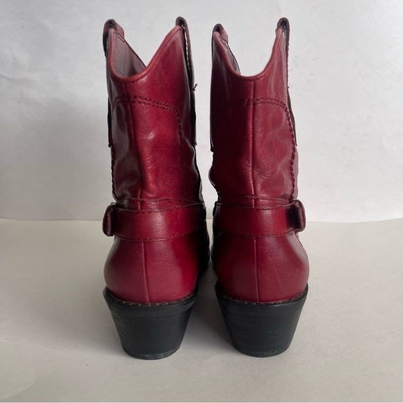 Franco Sarto Women's Red Leather Ankle Boots Vintage size 6.5 - Picture 8 of 13